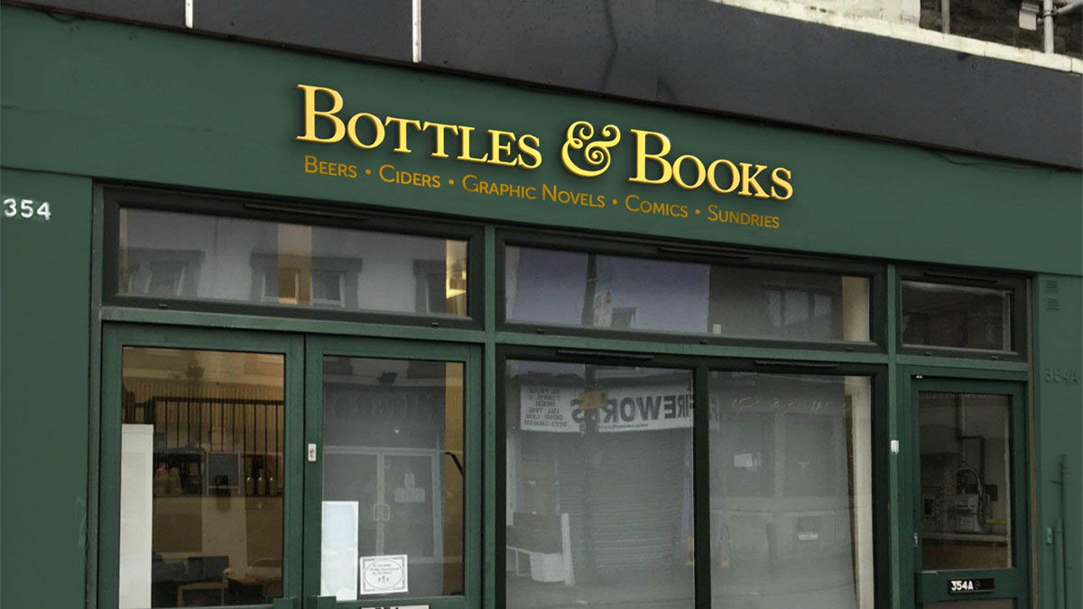bottles and books front